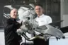 Successful Swiss collaboration: company founder and owner Eskil Suter (left) with Denis Marschel, Divisional Marketing Manager at Kistler, in front of an engine model.