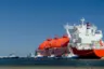 LNG (liquefied natural gas) tankers carry the liquefied natural gas around the world in special containers.