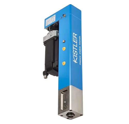 The NC joining module NCFC Type 2163A (in two sizes of 55 and 80 kN) with integrated strain gauge force sensor for force and displacement monitored assembly and joining processes. 