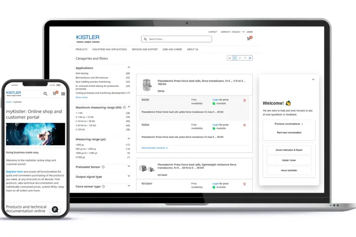 Kistler webshop extends availability The myKistler webshop is now also available in Austria and Switzerland