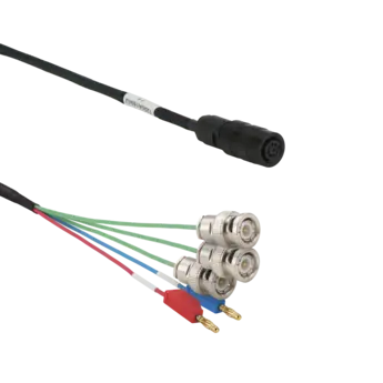 Special cables for transmitting TTL level signals, M16x0.75 8-pole neg. to 3 x BNC pos. and 2 x Banana Plug / 1200A TTL-Output cable for Type 2614D21.