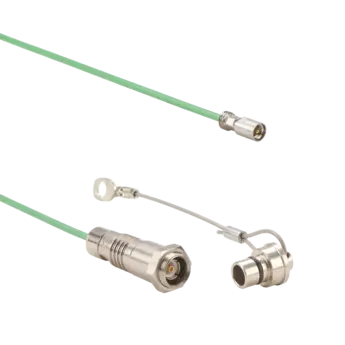 Connection cables for piezoelectric sensors, Fischer 102 neg. to M4x0.35 pos. int / 1645CR Coaxial cables 1645CRSP for connection between sensor and DAQ unit (e.g. PE uniaxial accelerometers).