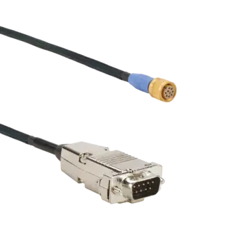 Connection cables for voltage output sensors, 5/16-32 neg. to D-Sub 9-pole pos., braided / 1792AxxKB01 Cables 1792AxxKB01 for voltage output sensors (e.g. MEMS capacitive triaxial accelerometers).