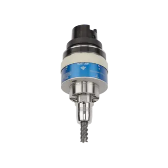 Wireless rotating cutting force dynamometers, RCDs for heavy machining (Fz max. 30 kN, Mz max. 1000 Nm) / 9171B These wireless rotating multicomponent dynamometers are applied to measure the forces Fx, Fy, Fz and the torque Mz on a rotating cutting tool.
