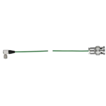 Right-angle accelerometer cables for piezoelectric sensors, 10-32 pos. – BNC pos. / 1641A Family Type 1641A are blue, PTFE based cables (ø2 mm) for sensors with 10-32 negative connectors.