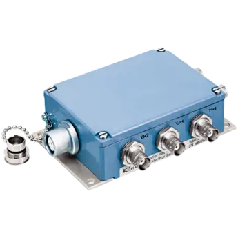 Distribution boxes with Fischer 9-pole and BNC connectors / 540xA These distribution boxes are for connecting units with Fischer 9-pole and BNC connectors.