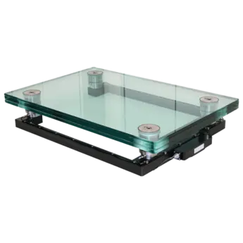 Multi-component force plates with glass top plate to measure ground reaction forces, moments and center of pressure in biomechanics.
