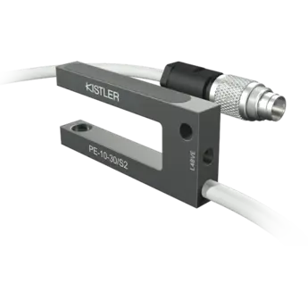 Fork light barriers, infrared, fork width 5 to 30 mm, plug S2 7-pin, external electronics / PE-S2 The compact plug-in fork light barriers have separate electronics, slim design, and four possible cable outputs.