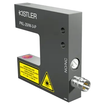 Fork light barriers, laser red light, fork width 20 to 100 mm, M8 3-pin plug / PKL These laser fork light barriers with visible light beam and integrated electronics are available up to a fork width of 100 mm.