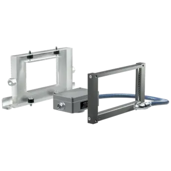 Frame light barriers, infrared, fork width 52 to 500 mm, external electronics, plug M12 4-pin / M16 5-pin / PR These are robust frame light barriers with external electronics for ejection control and counting of small parts.
